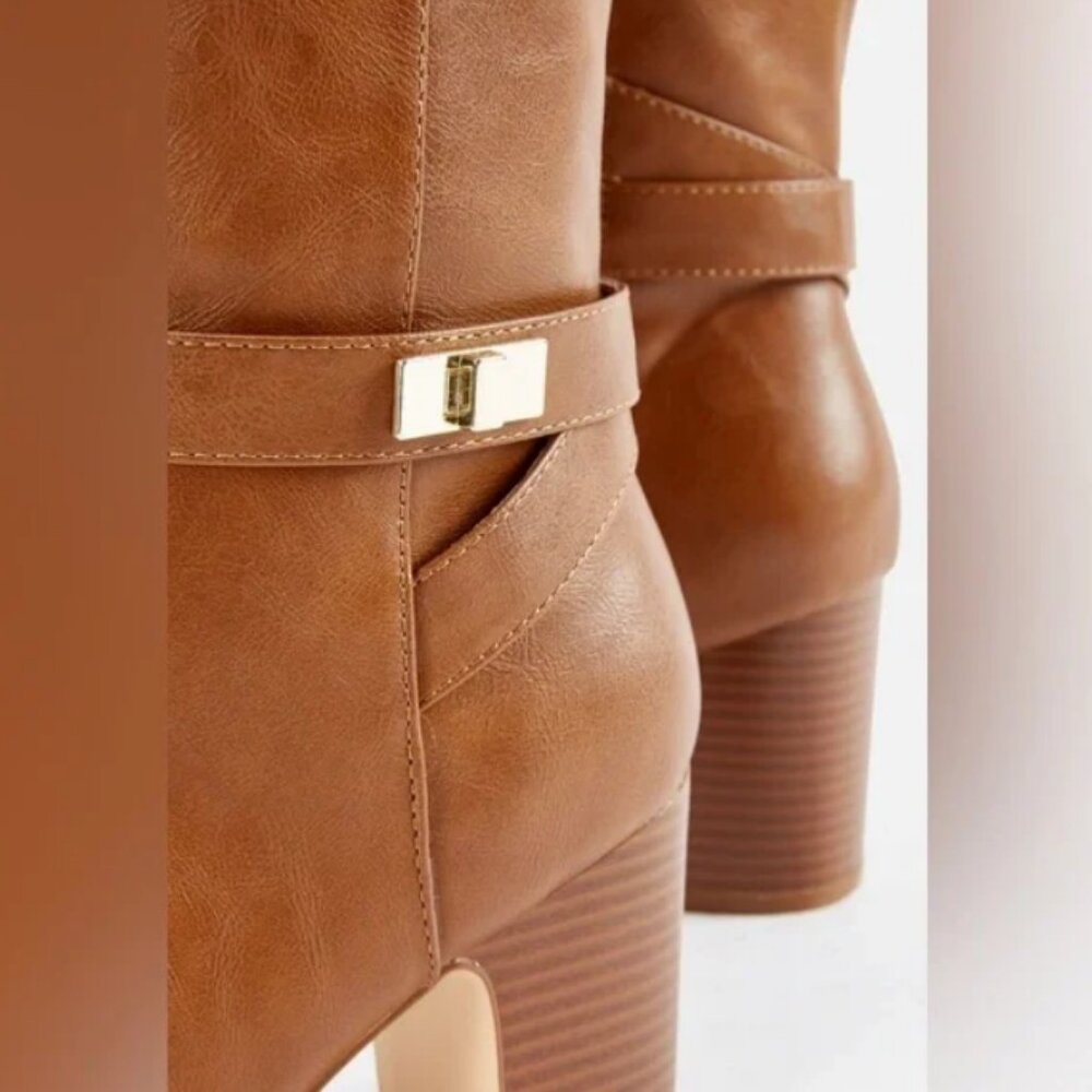 Justfab Piya Block Heeled Knee High Riding Boots - image 5